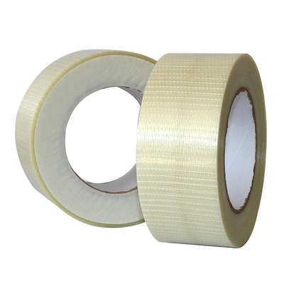 ยาง Hot Melt Double Sided Bi directional Fiberglass Mesh Crossed Tape สําหรับการบรรจุกระจก