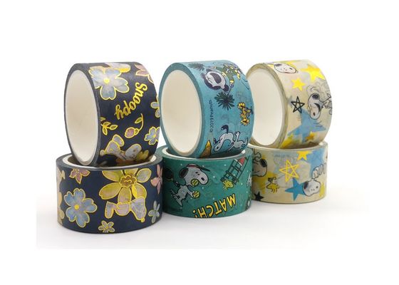 ของตกแต่งบ้านหลากสี 145um พิมพ์ฟอยล์สีทองเทปกระดาษ Washi